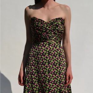Vintage Betsey Johnson Floral Strapless Dress